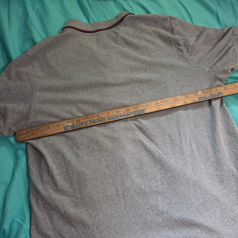 Y2k Aeropostale Mens Large Polo Shirt Gray Burgundy AERO NY Logo Short Sleeve L - Picture 6 of 6